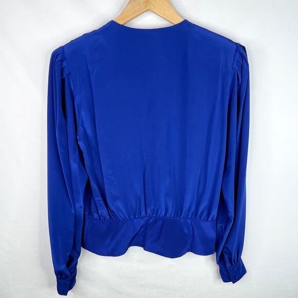 Vintage Anne Klein Royal Blue Embroidered Blouse 6 - Picture 3 of 7